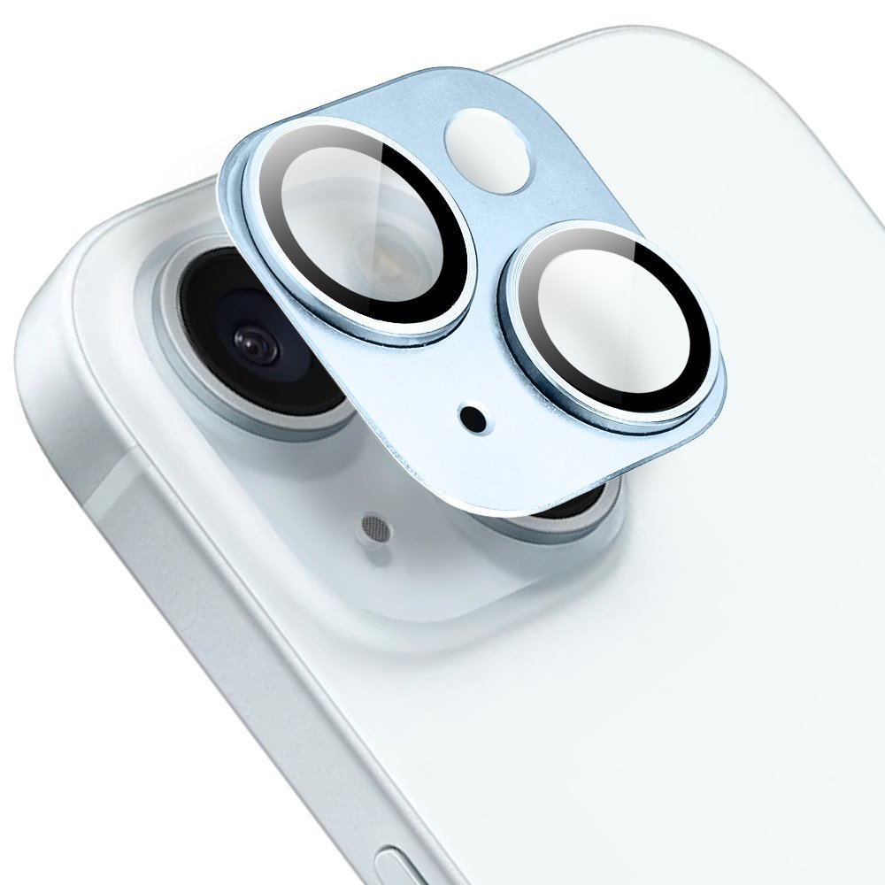 Metalowa osłona na cały aparat do iPhone 15 Plus, niebieska