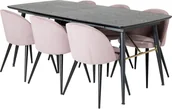Stoły z krzesłami - Gold zestaw do jadalni stół do jadalni wysuwany stolik długość cm 180 / 220 czarny oraz 6 Velvet krzesło stołowe aksamit różowy, czarny. - miniaturka - grafika 1