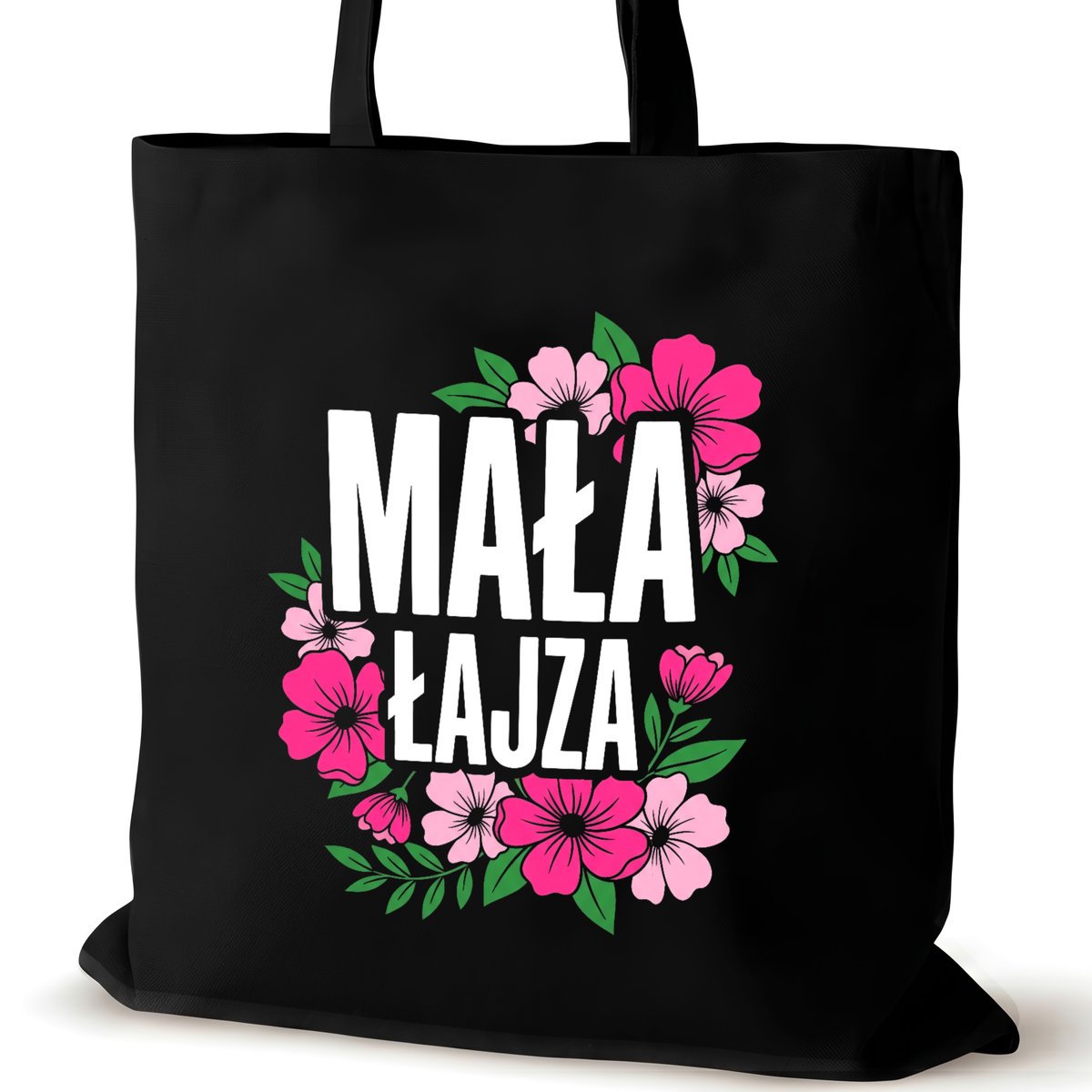 Torba bawełniana dla VIRAL na ramię czarna nadrukiem duża biura śmieszna