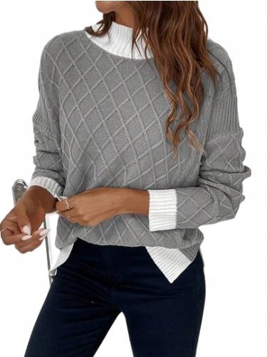 SHEIN SWETER SZARY Z DŁUGIM RĘKAWEM PROSTY 36 ŁOF