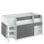 Łóżka dla dzieci i młodzieży - Łóżko Piętrowe Smile Lewe Craft Biały / Grafit MebloCross - miniaturka - grafika 1