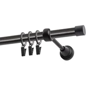 Karnisze - Karnisz DECASTYL Luna z kółkami pojedynczy 240 cm Czarny - miniaturka - grafika 1