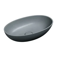 Umywalki - Umywalka nablatowa Omnires Shell M+ 60x35 cm owalna ash grey mat SHELLUNAG - miniaturka - grafika 1
