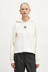 BOSS bluza bawełniana damska kolor beżowy z kapturem z aplikacją 50537934 - Bluzy damskie - miniaturka - grafika 1