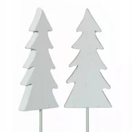 Ozdoby bożonarodzeniowe - OZDOBA do doniczki ŚWIĄTECZNA CHOINKA drewniana biała - miniaturka - grafika 1