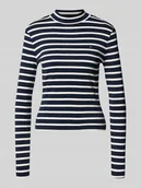 Bluzki damskie - Bluzka z długim rękawem o kroju slim z czystej bawełny - miniaturka - grafika 1