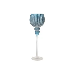 Świecznik szklany 13 x 40 cm niebieski - Świeczniki - miniaturka - grafika 1