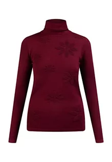 Swetry damskie - aleva Damski damski sweter z dzianiny z golfem 10424935-AL04, wiśniowy, XS/S, czerwony (Kirschrot), XS-S - grafika 1