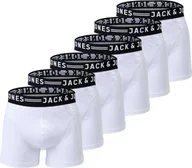 Majtki męskie - Bokserki męskie JACK&JONES, zestaw 6 sztuk - SENSE TRUNKS, elastyczna bawełna, białe S - miniaturka - grafika 1