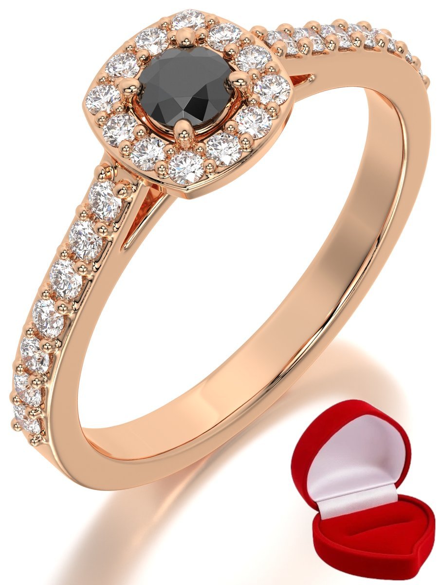 ZŁOTY PIERŚCIONEK ZARĘCZYNOWY 585 14k BRYLANT CZ. 0,14 ct RÓŻOWE ZŁOTO R26