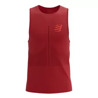 Bielizna sportowa męska - COMPRESSPORT Koszulka biegowa PRO RACING SINGLET samba red - miniaturka - grafika 1