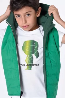Koszulki dla dziewczynek - Karl Lagerfeld t-shirt bawełniany dziecięcy kolor biały z nadrukiem - grafika 1