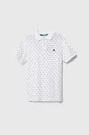 Koszulki dla chłopców - United Colors of Benetton polo bawełniane kolor biały wzorzysty - miniaturka - grafika 1