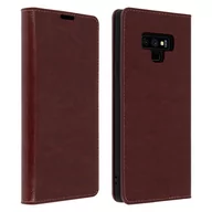 Etui i futerały do telefonów - Etui Folio Prawdziwa Skóra Samsung Galaxy Note 9 z miejscem na kartę Podstawka wideo Brązowy - miniaturka - grafika 1