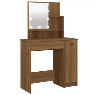 Lumarko Toaletka z LED, brązowy dąb, 86,5x35x136 cm - Toaletki - miniaturka - grafika 3