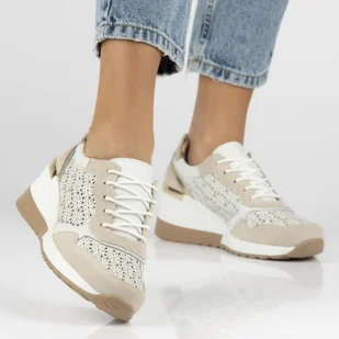 Skórzane sneakersy damskie Filippo DP4669/23 WH biały - Sneakersy damskie - miniaturka - grafika 11