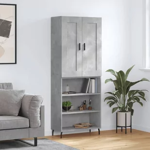Witrynka, szarość betonu 69,5x34x180 cm materiał drewnopochodny Lumarko! - Witryny - miniaturka - grafika 1