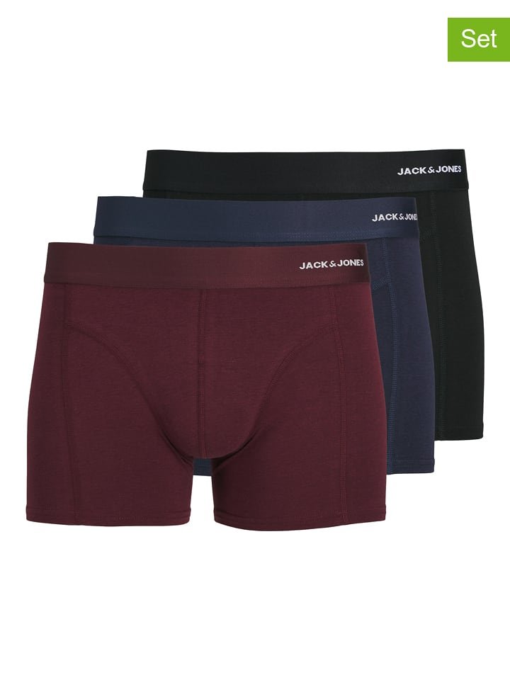 Jack & Jones Bokserki (3 pary) w kolorze granatowym, bordowym i czarnym
