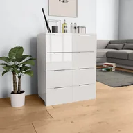 Komody - Komoda biała na wysoki połysk, 60 x 35 x 76 cm, płyta wiórowa - miniaturka - grafika 1