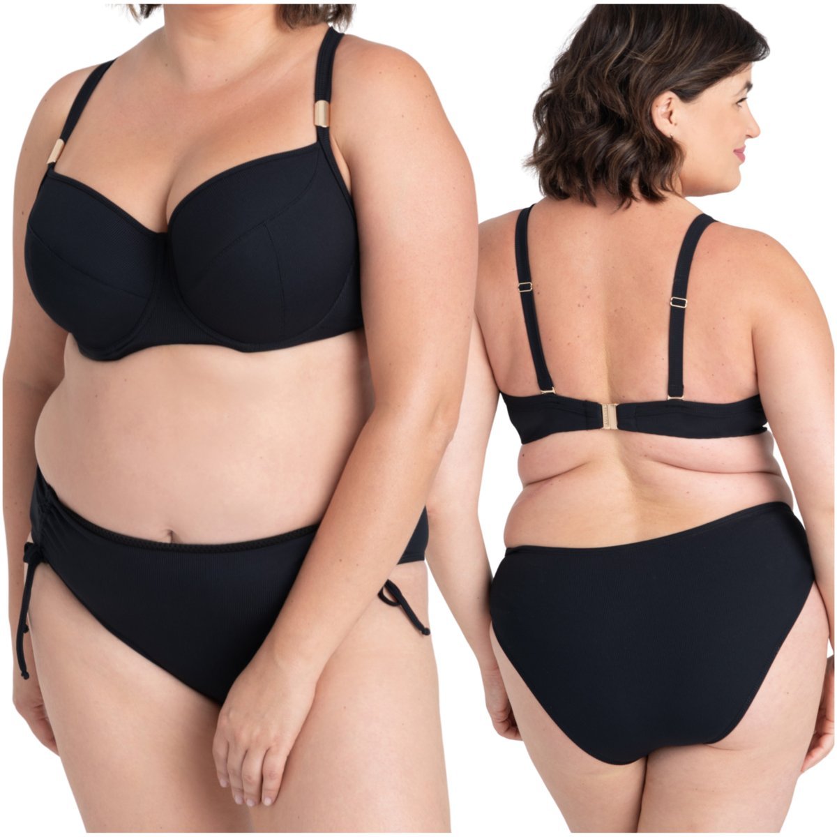 Figi kąpielowe z troczkami Samanta VENUS B400 czarne - Rozmiar XL