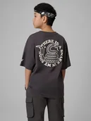 Koszulki dla chłopców - 4F T-shirt loose z nadrukiem chłopięcy - szary 164 (13-14 lat) - miniaturka - grafika 1