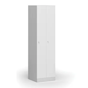 Szafka ubraniowa metalowa, 2 szafki, 1850 x 500 x 500 mm, zamek cylindryczny, drzwi laminowane, biała - Szafki biurowe - miniaturka - grafika 1