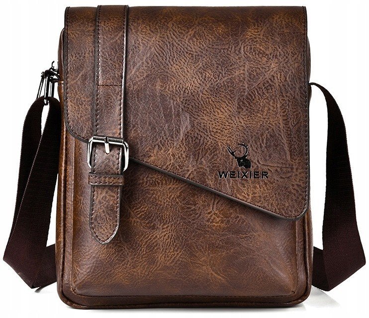 Saszetka Torba na ramię męska Listonoszka Stylowa Vintage na Tablet BRĄZ