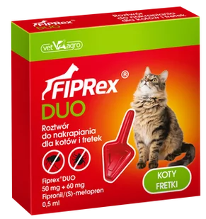 Vet-Agro Fiprex DUO Kot 50 mg + 60 mg roztwór do nakrapiania dla kotów i fretek 44864-uniw - Artykuły przeciw pasożytom - miniaturka - grafika 1