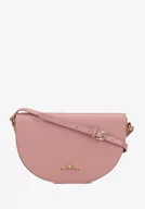Torebki damskie - Damska saddle bag z groszkowanej skóry różowa - miniaturka - grafika 1
