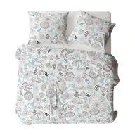 Pościel - KARO Pościel z kory 160x200 biała niebieska czarna kwiaty liście 1851N Bielawa - miniaturka - grafika 1