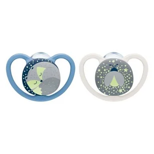 NUK Space Night smoczek silikonowy uspokajający świecący w ciemności 18-36m 2 sztuki [739658A] 1149933 - Smoczki uspokajające - miniaturka - grafika 1
