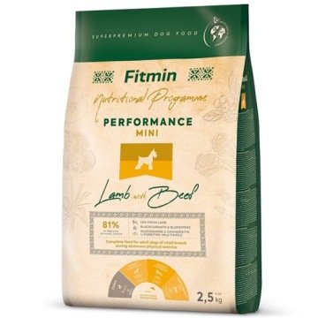 FITMIN Dog Nutritional Programme Mini Performance Lamb&Beef 2,5 kg dla dorosłych psów małych ras o bardzo wysokiej aktywności -