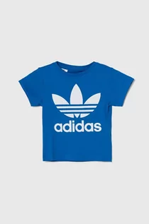 Koszulki dla chłopców - adidas Originals t-shirt bawełniany dziecięcy TREFOIL TEE kolor niebieski z nadrukiem - grafika 1