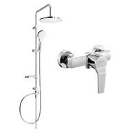 Baterie umywalkowe - Mexen Erik zestaw prysznicowy natynkowy z deszczownicą i baterią prysznicową Caro, chrom - miniaturka - grafika 1