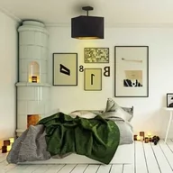Lampy sufitowe - CZARNY PLAFON GEOMETRYCZNY Z ABAŻUREM KERI GOLD - miniaturka - grafika 1