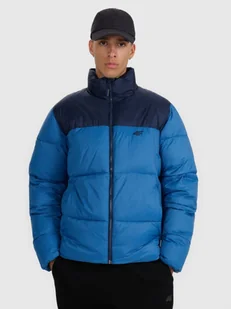 Męska kurtka puchowa pikowana 4F 4FWAW25TDJAM601 - niebieska - Kurtki i kamizelki sportowe męskie - miniaturka - grafika 1