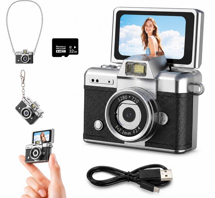 Czarny Mini Aparat Brelok Do Kluczy 32 Gb Pamięci Gadżet Do Plecaka