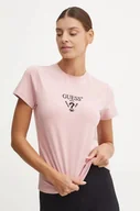 Koszulki sportowe damskie - Guess t-shirt COLETTE damski kolor różowy V4YI21 KCDH1 - miniaturka - grafika 1