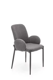 Krzesło do jadalni szare bouclé K477 na czarnych nogach - Krzesła - miniaturka - grafika 1