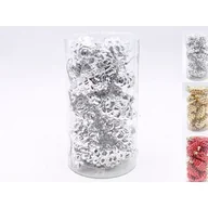 Ozdoby bożonarodzeniowe - Zawieszka szyszka 6 cm 15 sztuk złoty / czerwony / srebrny - miniaturka - grafika 1