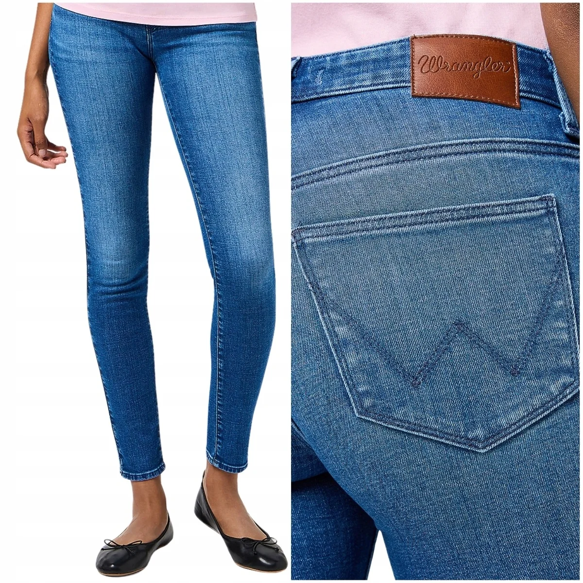 Wrangler Skinny Timeless Indigo damskie spodnie jeansowe rurki W26 L30