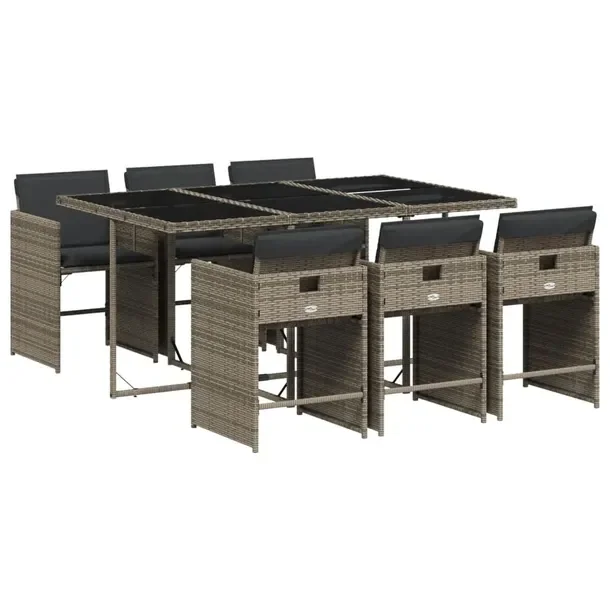 Zestaw mebli ogrodowych szary rattan PE z poduszkami 165 x 106 x 73 cm