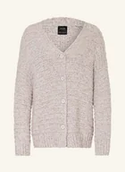 Swetry damskie - Marc Cain Kardigan Z Błyszczącą Przędzą beige - miniaturka - grafika 1