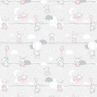 Pościel dla dzieci - Extrapościel Pościel bawełniana 110x140 56K misie zajączki szara różowa Kids 24 z poszewką 40x60 - miniaturka - grafika 1