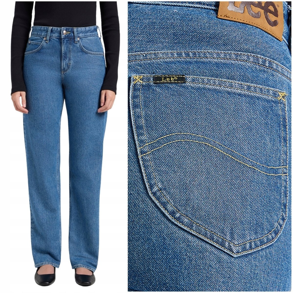 Lee Rider Classic wysokie proste luźne damskie spodnie jeansowe W27 L31
