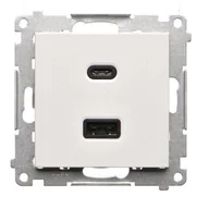 Gniazdka elektryczne - Ładowarka USB typ A+C Simon 55 - biały mat - miniaturka - grafika 1