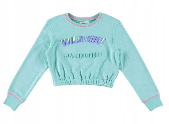 REPLAY MIĘTOWA BLUZA DZIECIĘCA Z NADRUKIEM WILD GIRL 176 K_A