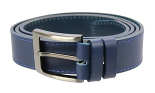 Pasek Męski Skórzany PAS-MAX (PL) Niebieski Z Niebieską Nitką Skóra Licowa 40 mm - Paski - miniaturka - grafika 6