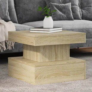 Stolik kawowy z oświetleniem LED dąb Sonoma 50x50x40 cm - Ławy i stoliki kawowe - miniaturka - grafika 1