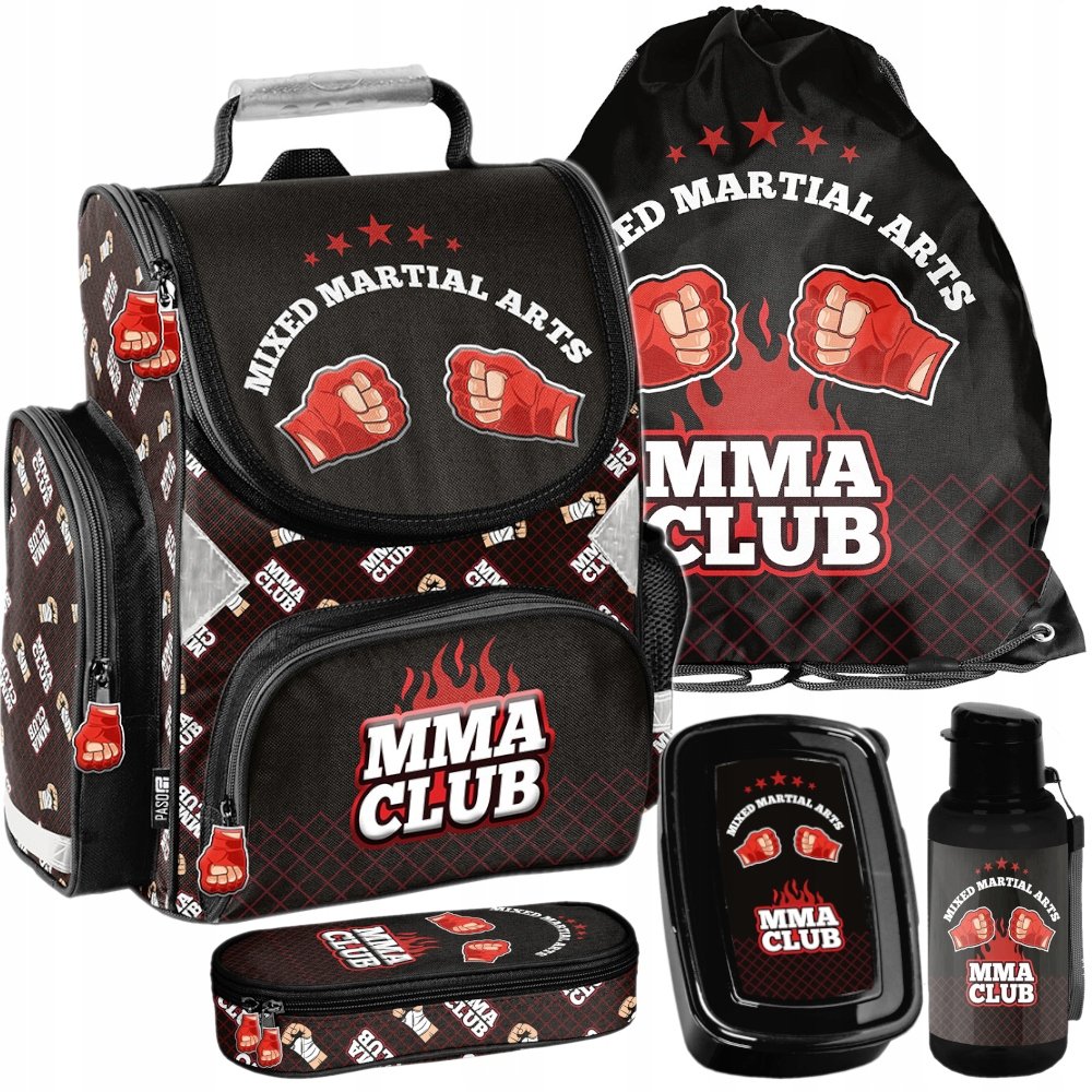 Tornister dla chłopca plecak szkolny 1-3 klasa Mma czarny zestaw do szkoły